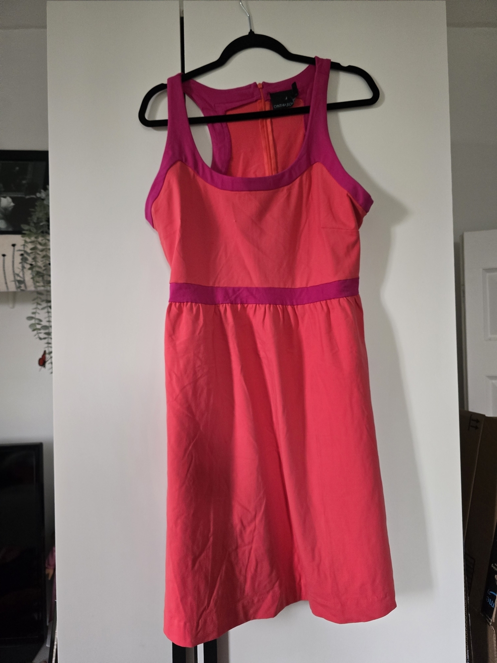 Cynthia Rowley Coral and Fuchsia Sleeveless Fit-and-Flare Dress